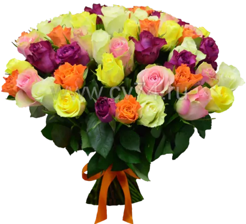 51 разноцветная роза 40 см