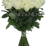 19 белых роз Аваланш 60 см