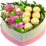 Коробка с цветами и конфетами №30