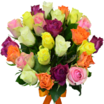 25 разноцветных роз 40 см