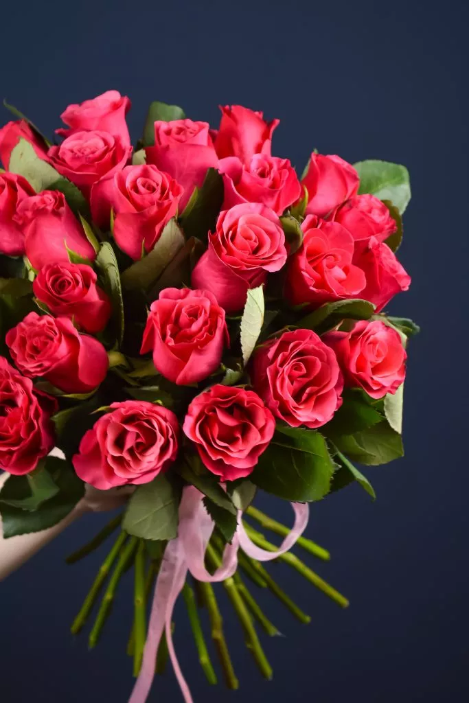 25 малиновых роз 40 см