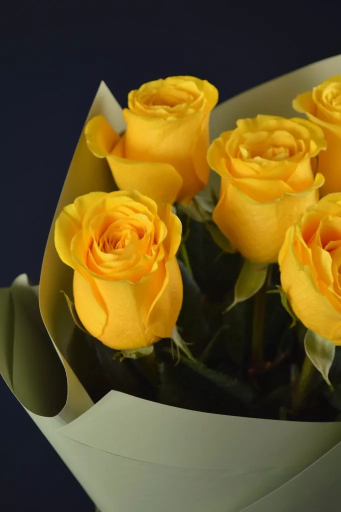 5 желтых роз