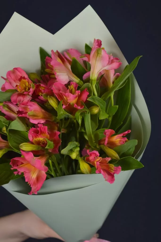 3 розовые альстромерии