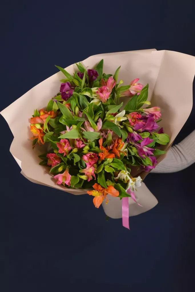 9 разноцветных альстромерий