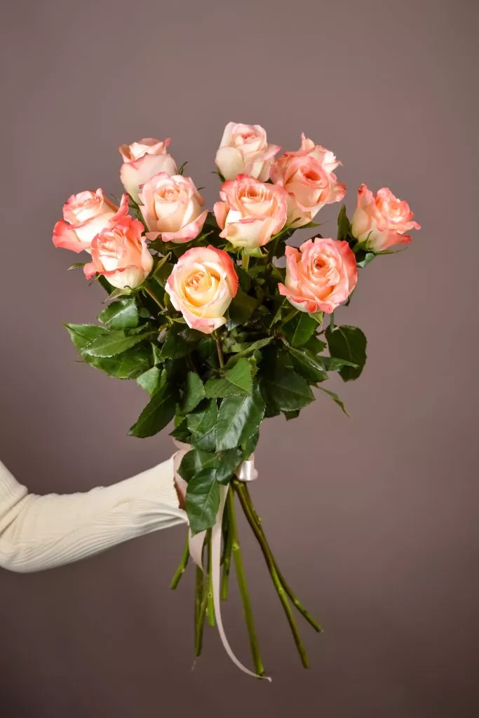 11 розовые розы Эквадор