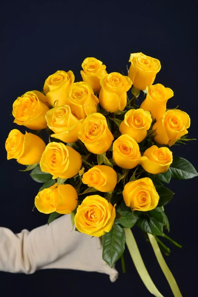 19 желтых роз