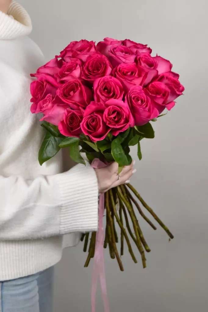 21 роз Пинк розовых