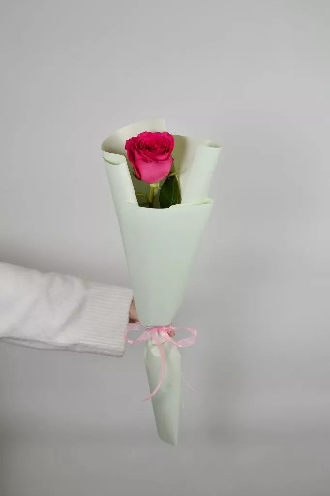 1 ярко розовая роза