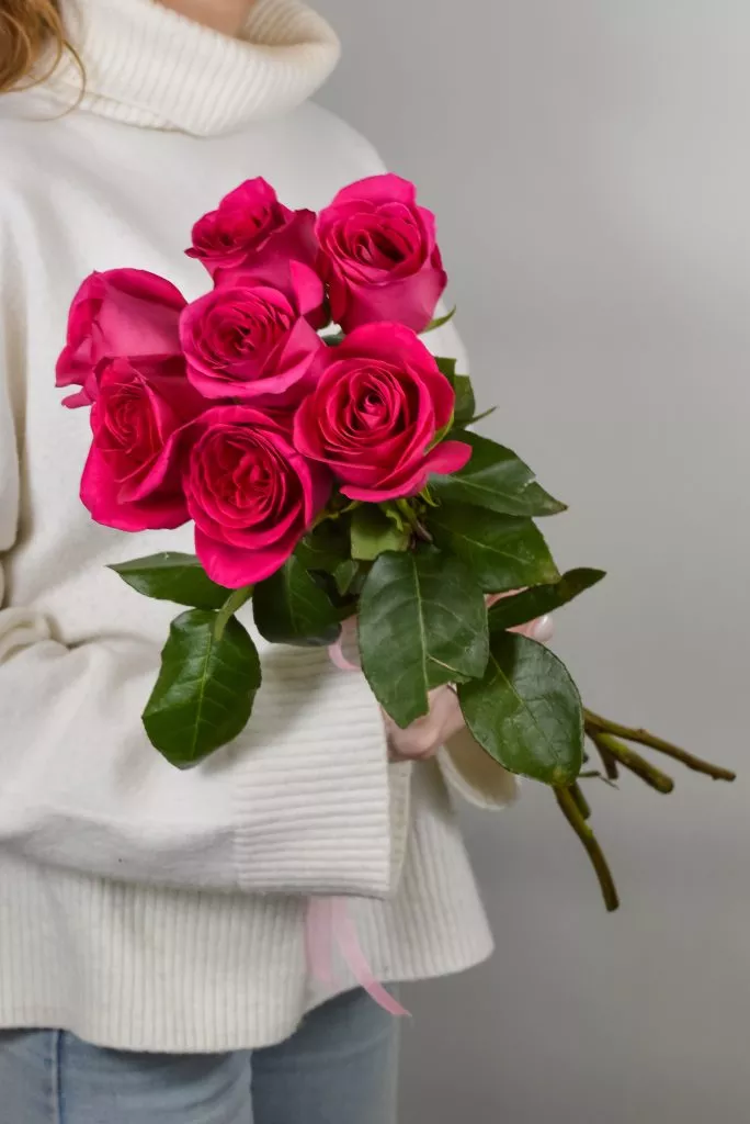 7 малиновых роз Эквадор