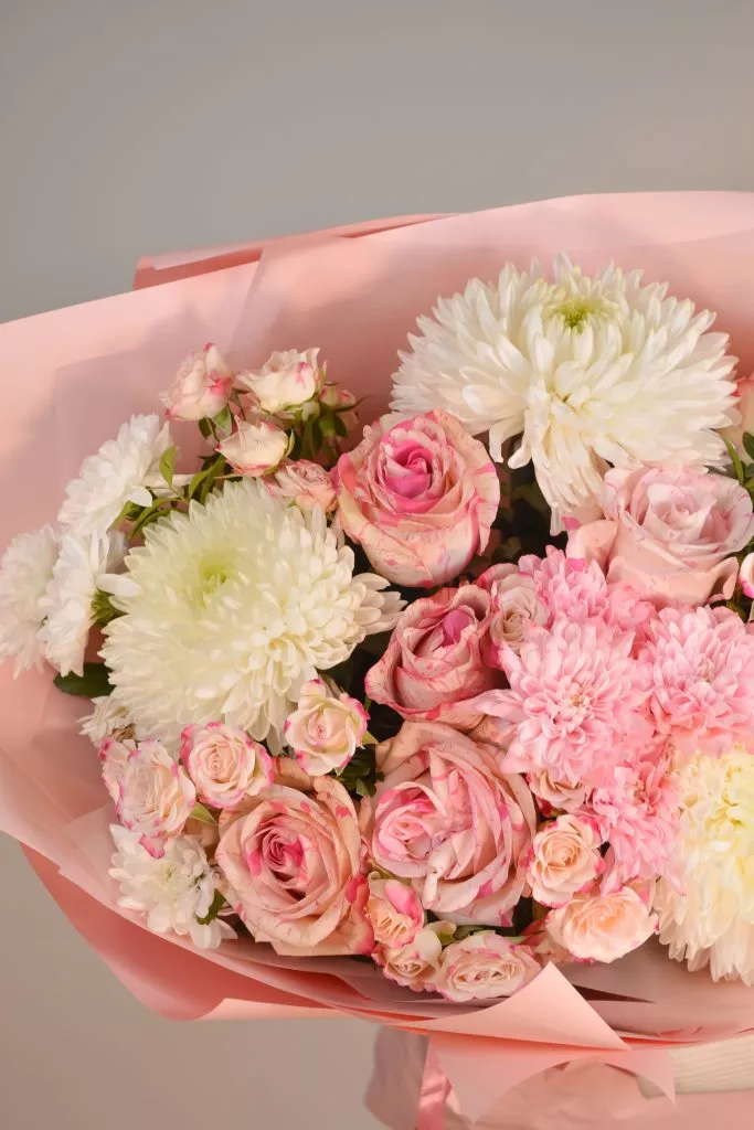 большой нежный букет, в нежных оттенках