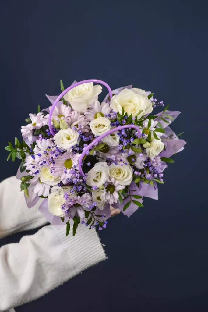 Композиция в сумочке в сиреневых оттенках М