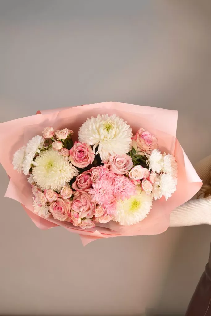 большой нежный букет, в нежных оттенках