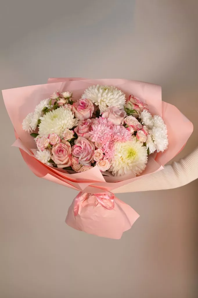 большой нежный букет, в нежных оттенках