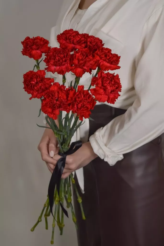 10 красных гвоздик траурные цветы