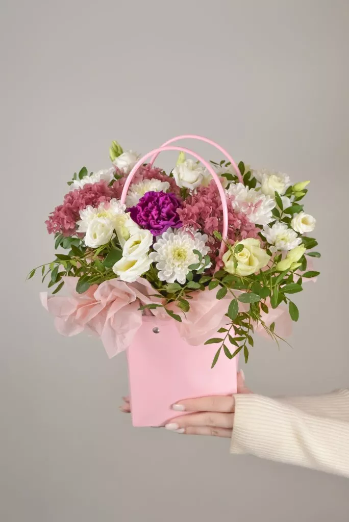 сумочка с цветами розовая