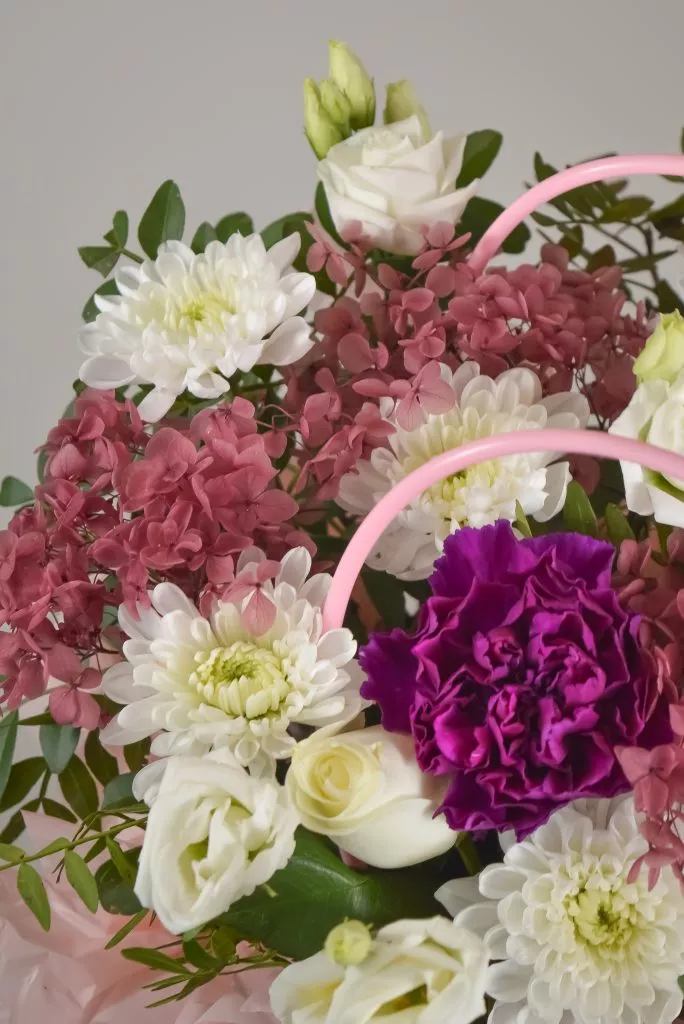 сумочка с цветами розовая