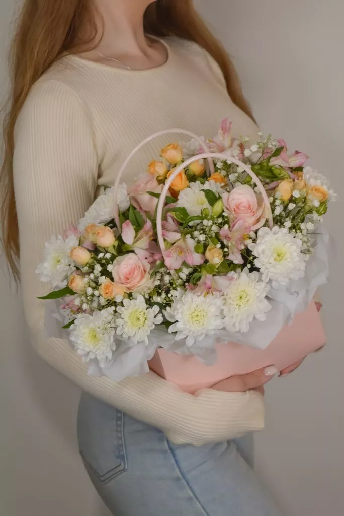 сумочка с цветами розовая