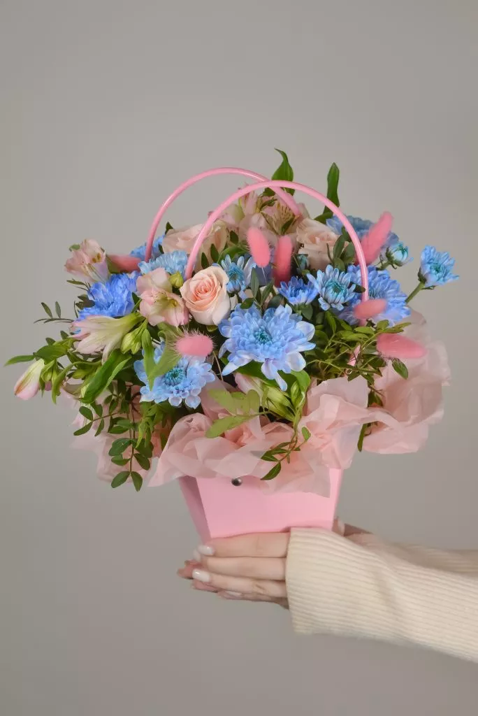 сумочка с цветами розовая