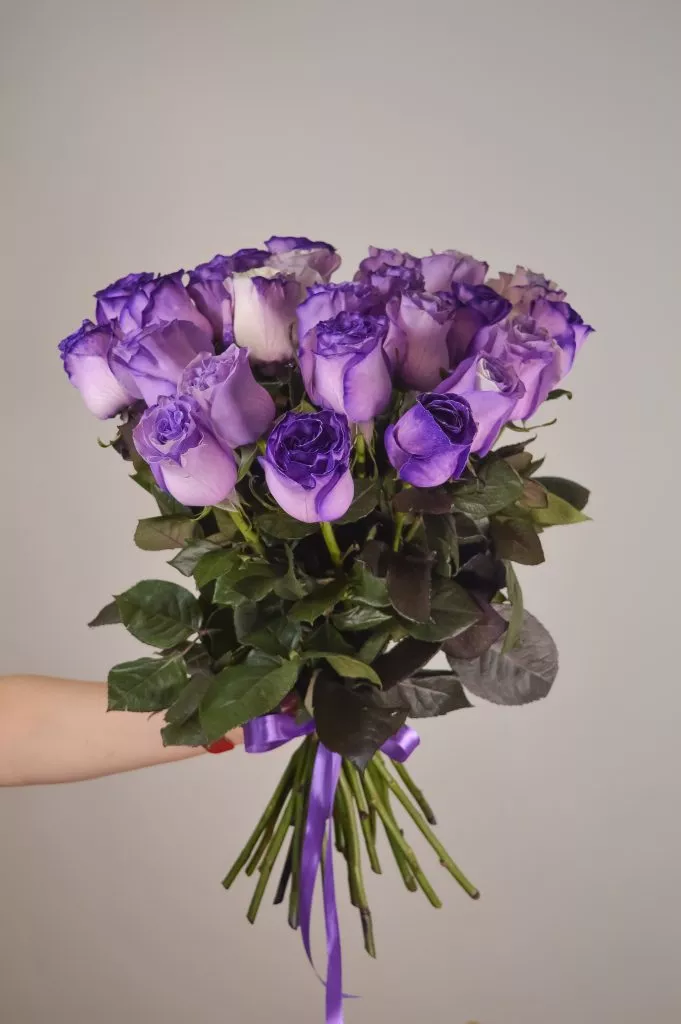 Роза 60 см фиолетового цвета 25шт под ленту