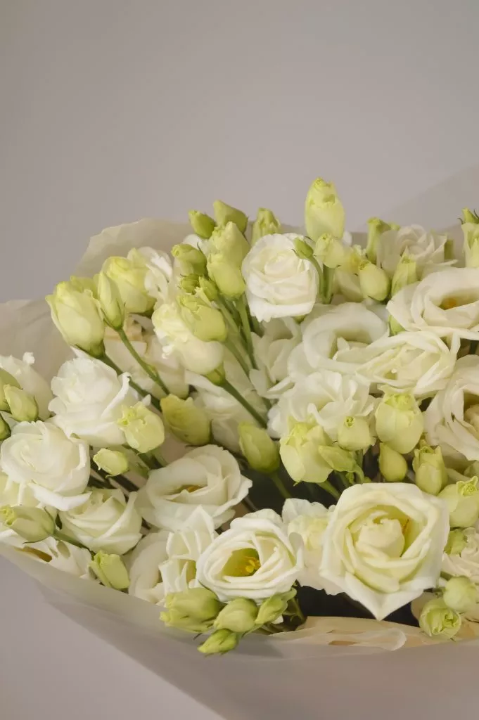 Букет из эустомы белого цвета 11 шт в оформлении